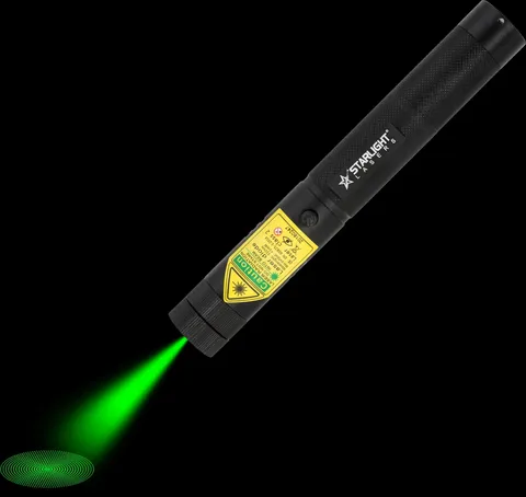 Starlight G1 Pro grüner Laserpointer mit Laserstrahl und Lichtpunkt im Dunkeln