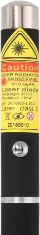 Starlight M1 roter Laserpointer Stift – Nahaufnahme des Warnetiketts mit der Laserklasse