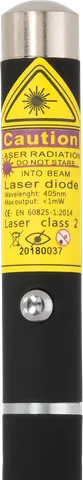 Starlight Z1 violetter Laserpointer Stift – Nahaufnahme des Warnetiketts mit der Laserklasse
